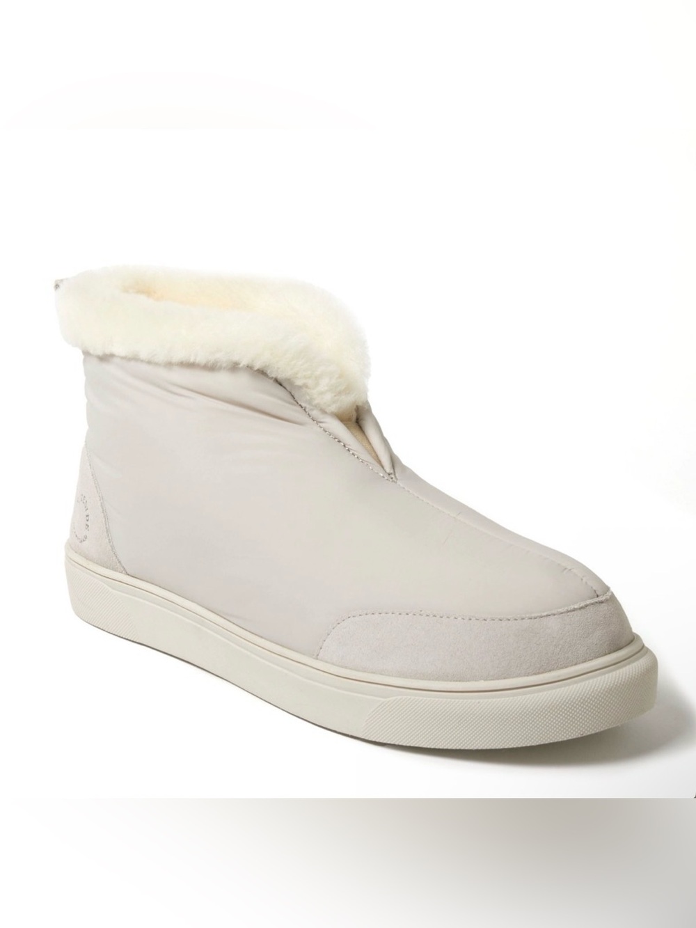 Men's Cream Faux-Fur Lined Slip-On Slippers